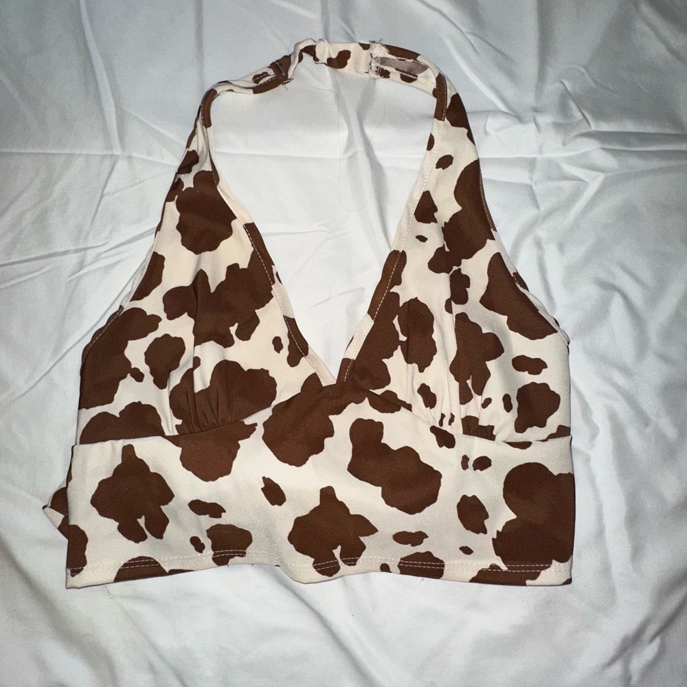 Altar'd State Brown and Cream Halter Top